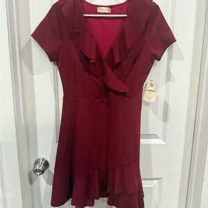 Altar'd State Deep Red Asymmetrical Dress